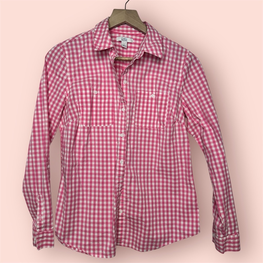 Croft & Barrow Pink Checkered Blouse